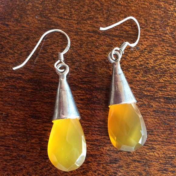 RETIRED LISTING Amber Citrine Faceted Droplet - Picture 3 of 8